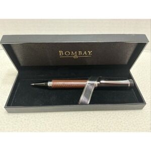 BOMBAY BROWN LEATHER WRAPPED BLACK ENAMEL Led Pencil IN BOX NOS